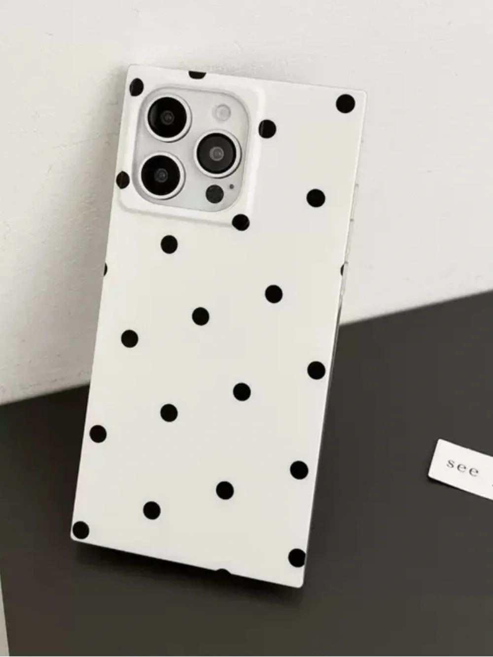 Minimalist Black Polka Dot Square Case for iPhone 17
